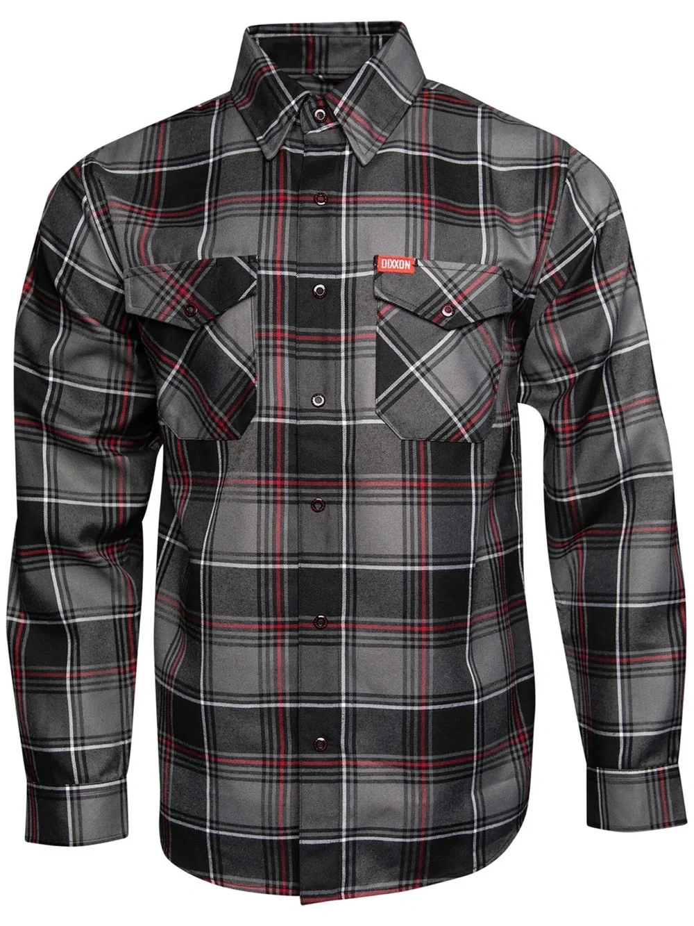 DIXXON Gray & Black Plaid Lightweight Shirt Jacket with Red Accents